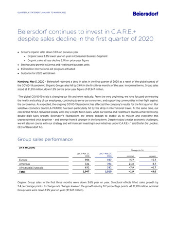 Miniature Beiersdorf Rapport trimestriel 2020-q1