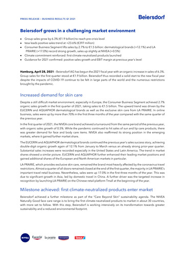 Miniature Beiersdorf Rapport trimestriel 2021-q1