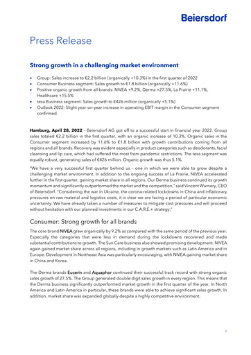 Miniature Beiersdorf Rapport trimestriel 2022-q1