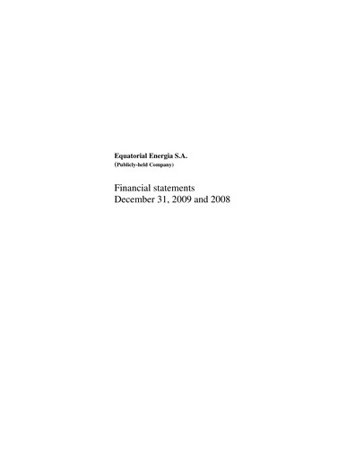 Thumbnail Equatorial Energia Financial Statement 2009
