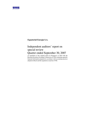 Miniature Equatorial Energia Rapport trimestriel 2007-q3