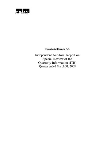 Miniature Equatorial Energia Rapport trimestriel 2008-q1