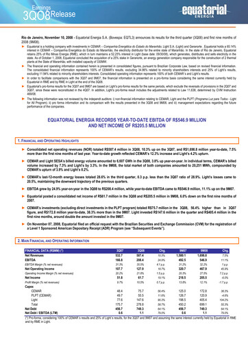 Miniature Equatorial Energia Rapport trimestriel 2008-q3