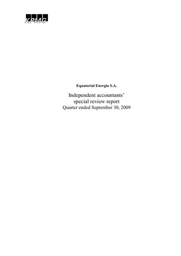 Miniature Equatorial Energia Rapport trimestriel 2009-q3