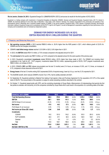 Miniature Equatorial Energia Rapport trimestriel 2012-q3