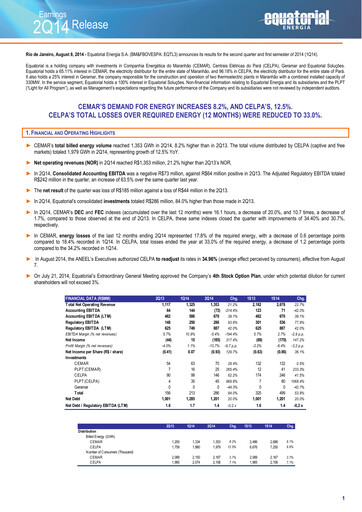 Miniature Equatorial Energia Rapport trimestriel 2014-q2