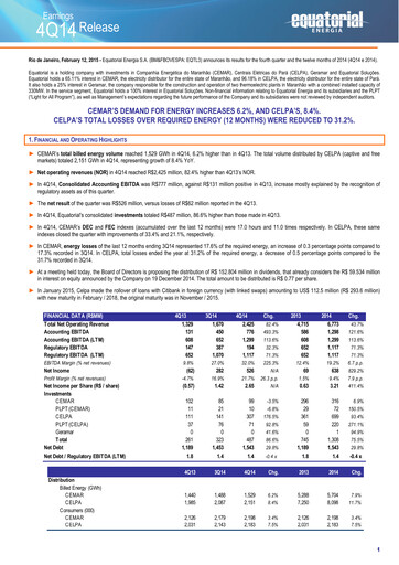 Miniature Equatorial Energia Rapport trimestriel 2014-q4