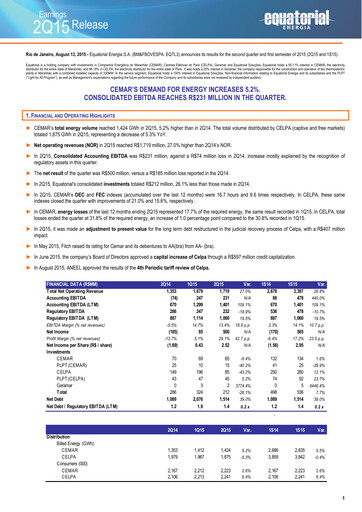 Miniature Equatorial Energia Rapport trimestriel 2015-q2