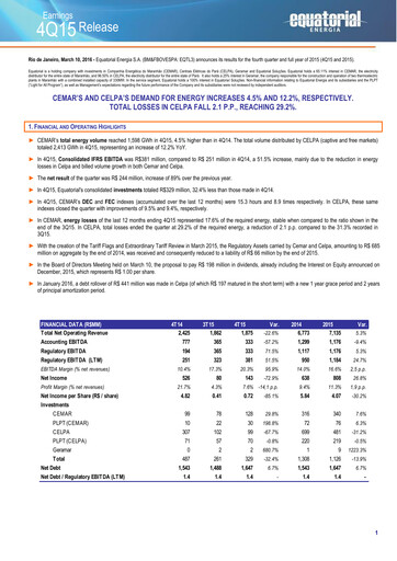 Miniature Equatorial Energia Rapport trimestriel 2015-q4