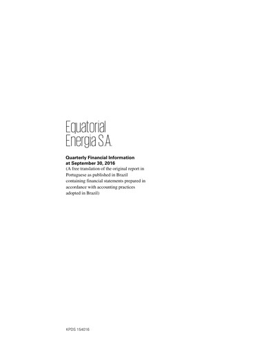 Miniature Equatorial Energia Rapport trimestriel 2016-q3