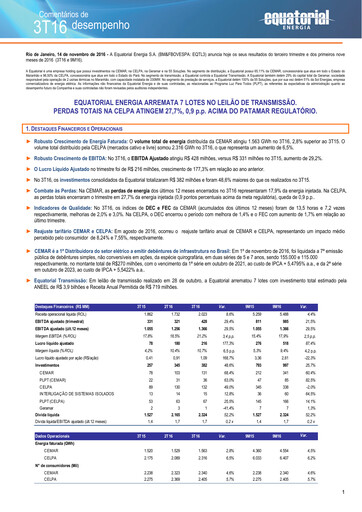 Miniature Equatorial Energia Rapport trimestriel 2016-q3