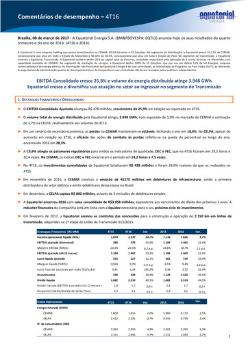 Miniature Equatorial Energia Rapport trimestriel 2016-q4
