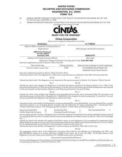 Thumbnail Cintas Annual Report 2022