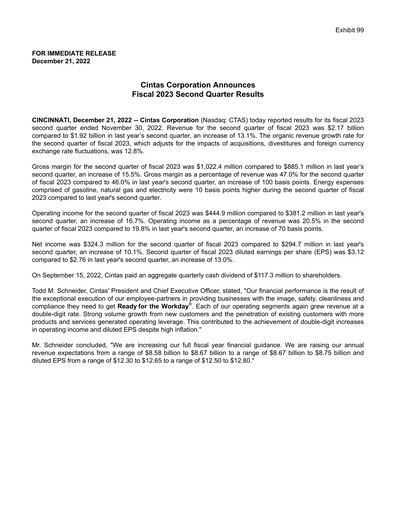 Thumbnail Cintas Quarterly Report 2023-q2