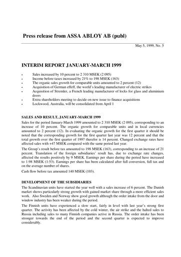 Thumbnail Assa Abloy
 Quarterly Report 1999-q1