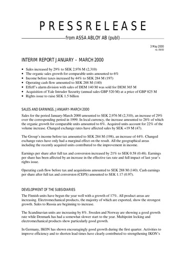 Thumbnail Assa Abloy
 Quarterly Report 2000-q1