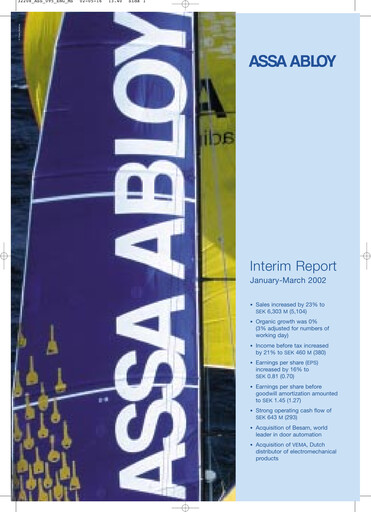 Thumbnail Assa Abloy
 Quarterly Report 2002-q1