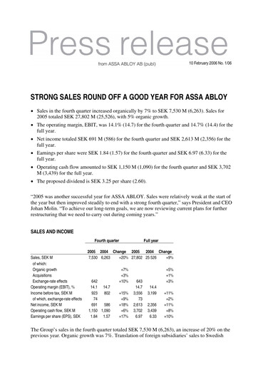 Thumbnail Assa Abloy
 Quarterly Report 2005-q4