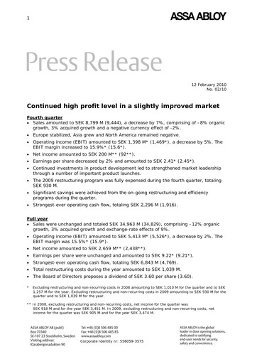 Thumbnail Assa Abloy
 Quarterly Report 2009-q4