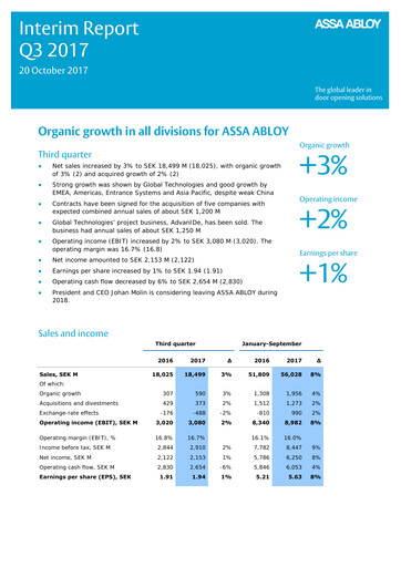 Thumbnail Assa Abloy
 Quarterly Report 2017-q3