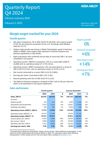Thumbnail Assa Abloy
 Quarterly Report 2024-q4