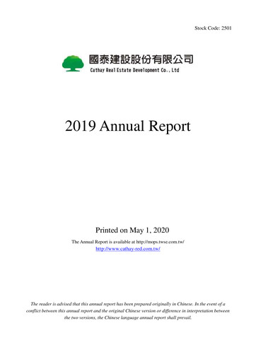 Thumbnail Cathay Real Estate Development Annual Report 2019