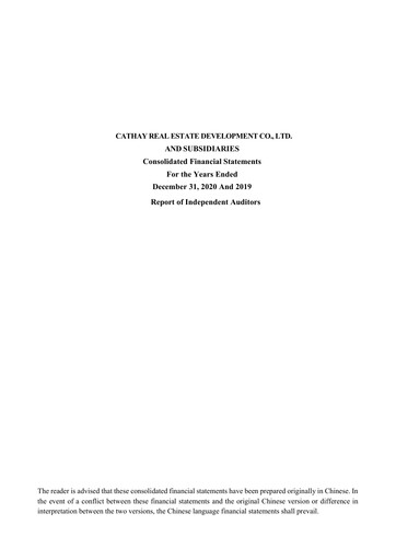 Miniature Cathay Real Estate Development Bilan financier 2020