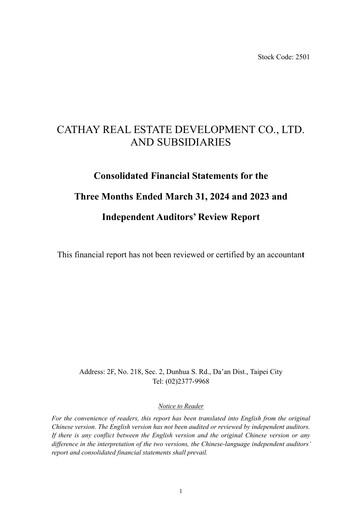 Miniature Cathay Real Estate Development Rapport trimestriel 2024-q1