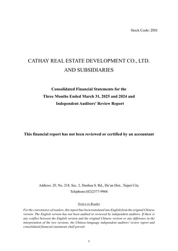 Miniature Cathay Real Estate Development Rapport trimestriel 2025-q1
