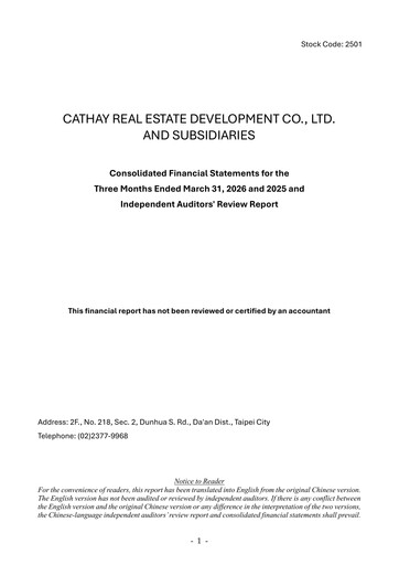 Vorschaubild Cathay Real Estate Development Quartalsbericht 2026-q1