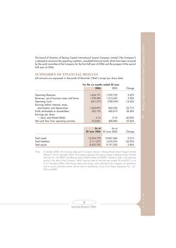 Vorschaubild Beijing Airport Halbjahresbericht 2006-h1