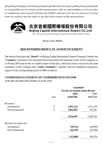 Vorschaubild Beijing Airport Halbjahresbericht 2010-h1