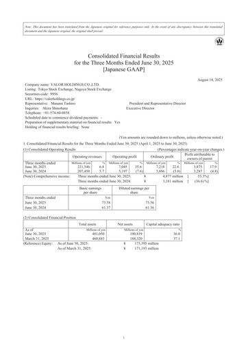 Vorschaubild Valor Holdings Quartalsbericht 2026-q1