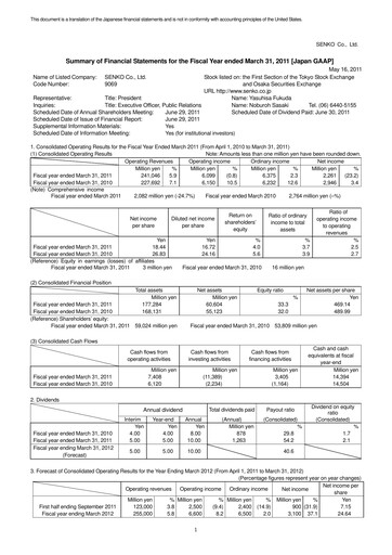 Vorschaubild SENKO Group Holdings Finanzmitteilung 2011