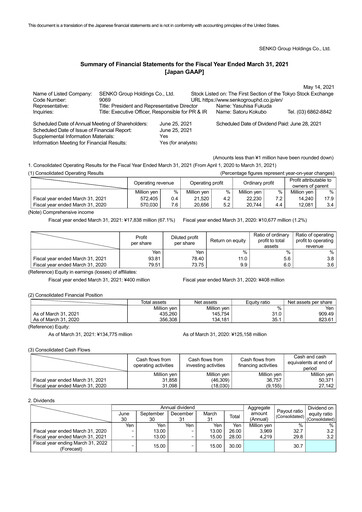 Vorschaubild SENKO Group Holdings Finanzmitteilung 2021