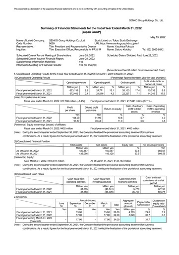 Vorschaubild SENKO Group Holdings Finanzmitteilung 2022