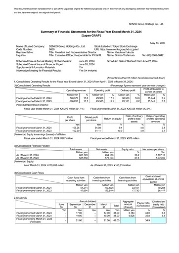 Vorschaubild SENKO Group Holdings Finanzmitteilung 2024