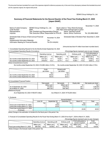 Vorschaubild SENKO Group Holdings Halbjahresbericht 2025-h1