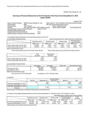 Vorschaubild SENKO Group Holdings Quartalsbericht 2018-q1