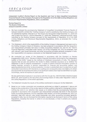 Thumbnail Sequent Scientific Quarterly Report 2020-q3