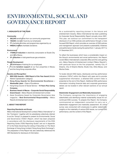 Thumbnail Melco International Development ESG Report 2017