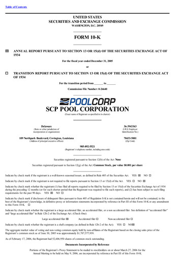 Thumbnail POOLCORP Annual Report 2005