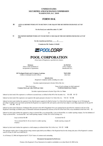 Thumbnail POOLCORP Annual Report 2007
