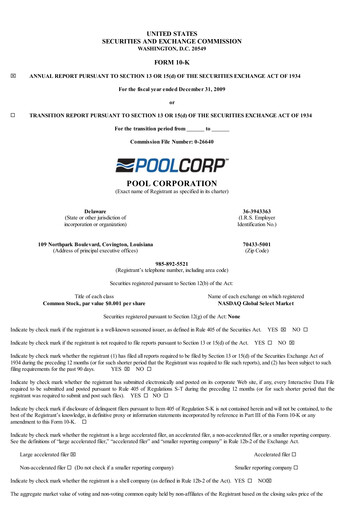 Thumbnail POOLCORP Annual Report 2009