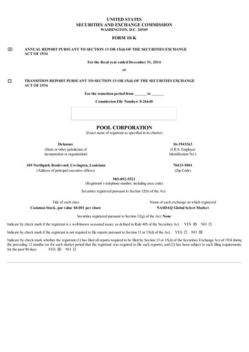 Thumbnail POOLCORP Annual Report 2014