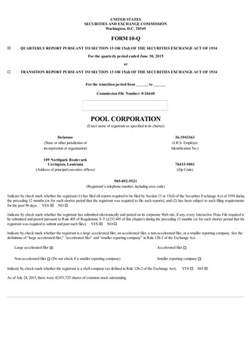 Thumbnail POOLCORP Quarterly Report 2015-q2