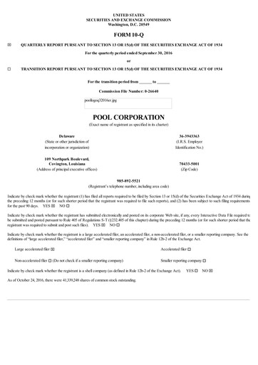 Thumbnail POOLCORP Quarterly Report 2016-q3