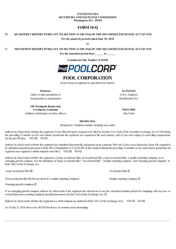 Thumbnail POOLCORP Quarterly Report 2018-q2