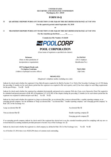 Thumbnail POOLCORP Quarterly Report 2018-q3
