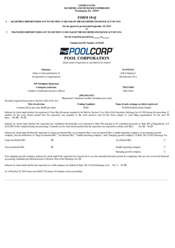 Thumbnail POOLCORP Quarterly Report 2019-q3